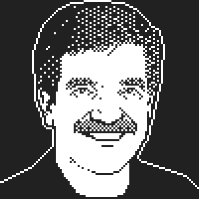 Dithered portrait of Alan Kay